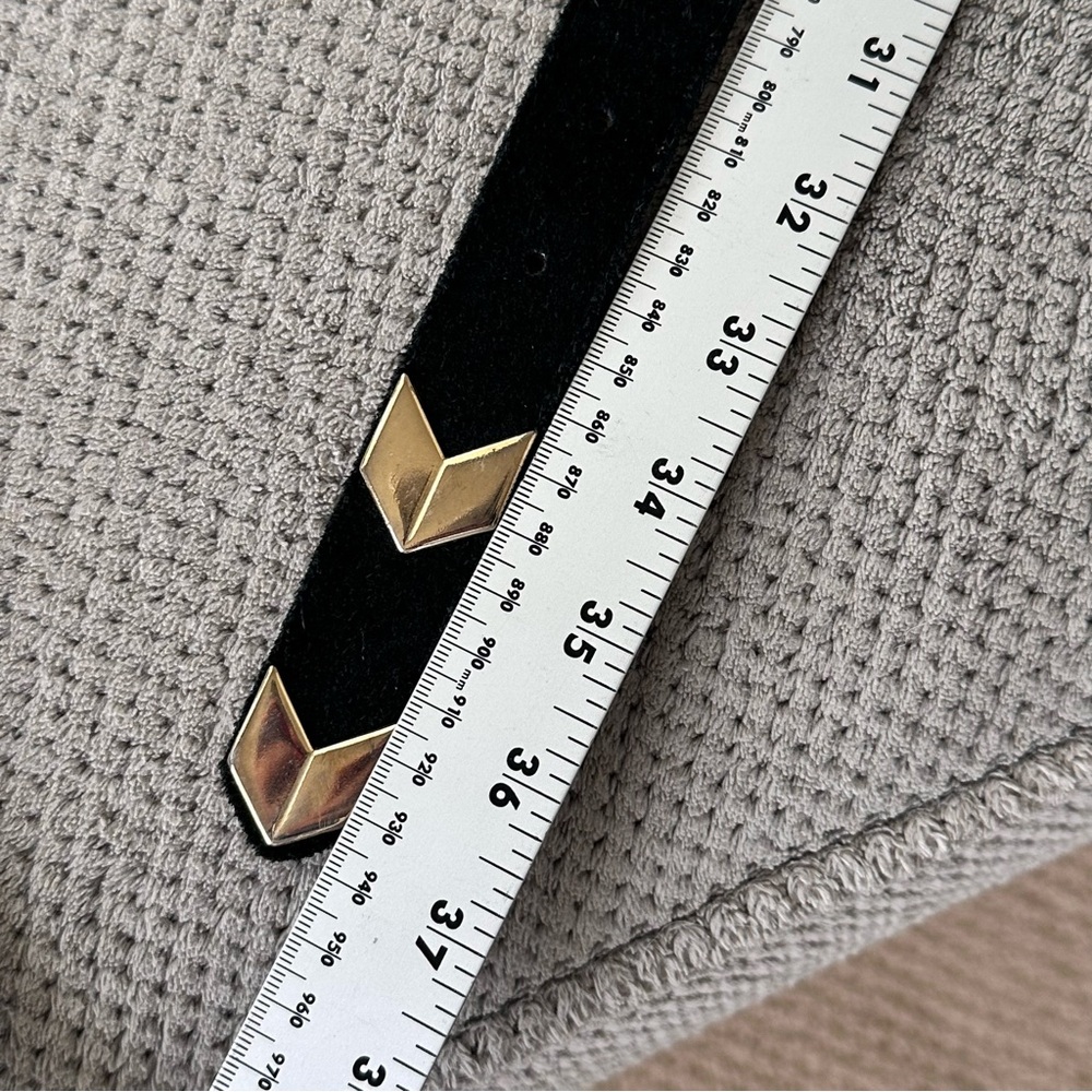 Banana Republic Black Suede Gold Tone Arrow Chevron Belt Small Italian Leather - Picture 13 of 15